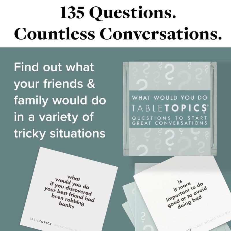 TableTopics What Would You Do Question Card Game - 135 Provocative Conversation Starter Cards for Parties with Adult Friends, Spark Lively Debates about Sticky Situations, Icebreaker Game - Image 2